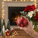 4PCS Set 4.7" Christmas Glass Ball Ornaments Holiday Decor for Xmas Tree Hanging Party Supplies FBA 30081146