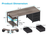 51 Inch Computer Desk with File Drawers & USB Power Outlets- Reversible Home Office Desk 28415099