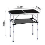 Outdoor Folding Camping Table, 2ft Portable Pinic Table with 3 Adjustable Height, Small Aluminum 66215445