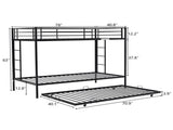 Twin Over Twin Bunk Bed with Trundle, Triple Bunk Beds for Kids Teens Adults, 27101781