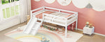 ZUN Twin Low Loft Bed with Slide, Ladder, Safety Guardrails, No Box Spring Needed,White 66011923