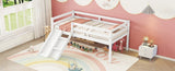 ZUN Twin Low Loft Bed with Slide, Ladder, Safety Guardrails, No Box Spring Needed,White 66011923