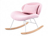 25.59"W x 33.66"D x 29.53"H Indoor Teddy Fabric Rocking Chair, Soft Fluffy Lounge Rocker with White 96668608