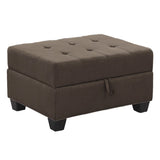Modern Living Room 1pc Storage Ottoman Tufted Top Brown Fabric Upholstery Solid Wood Furniture B011P188456
