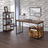 Weathered Oak and Black 3-shelf Bookcase B062P184586
