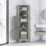 ZUN Tall Bathroom Corner Cabinet, Freestanding Storage Cabinet with Doors and Adjustable Shelves, MDF 45790350