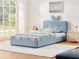 Twin Size Kids Upholstered Bed with Oversized Rabbit Ear Headboard, LED Light & 4 Storage Drawers, W1413P384922
