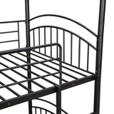 ZUN Twin Over Twin Metal Bunk Bed With Slide,Kids House Bed Black+Red 88600955