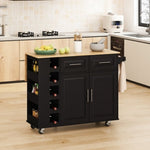 ZUN Multi-Functional Kitchen Island Cart with 2 Door Cabinet and Two Drawers,Spice Rack, Towel Holder, 98483669