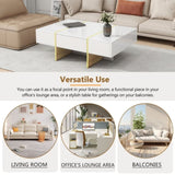 ON-TREND 47.2'' x 31.4''Minimalist High Gloss Coffee Table with 2 Drawers, Multi-Storage Rectangle N721P180693K