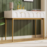 Modern metal leg double drawer dressing table, combining high-quality wood and metal, simple style, W2565P248233