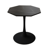31.50"Modern Octagonal Coffee Table with Printed Black Marble Table Top,Metal Base, for Dining Room, W757126159