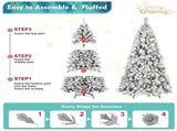 Artificial 6ft Flock Christmas Tree with 752PVC/Hard Needle Mixed Branch Tips,Hinged Premium & 49032696