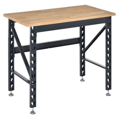 ZUN 45" Garage Work Bench with Adjustable Footpads and Wood Tabletop Tool Table 59240553