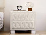 Elegant Velvet Nightstand with 2 Drawers and Crystal Handle, Storage Bedside Table with 88875588