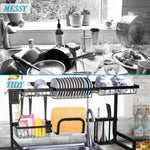 ZUN Over The Sink Dish Drying Rack Stainless Steel Kitchen Supplies Storage Shelf Drainer Organizer, W2181P153967