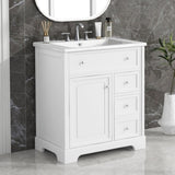 ZUN 30" Bathroom Vanity with Sink Top, Bathroom Vanity Cabinet with Door and Two Drawers, MDF Boards, WF317773AAK