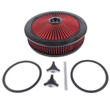 14" x 3" Red Air Cleaner Kit Recessed Black Trim for Carburetor with 5 1/8" Neck 23634033