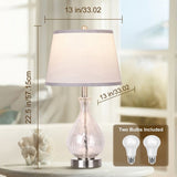 Glass Table Lamp for Living Room Bedroom Set of 2, 22.5" LED Light with Touch Control, White 3 Way W3355P337852