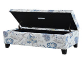 Luxury Storage Ottoman with Floral Patterned Fabric, Soft-Close Hinges, Multi-Functional Footrest & N767P257582M