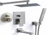 Male NPT Brushed Nickel Shower System, 12 Inch Shower Fixtures Rain Shower Head with Handheld Shower 73680087