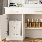 32'' Wide Makeup Vanity Desk with Lighted Mirror and Power Outlet, Dressing Table with Large Storage W2887P284258