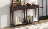 TREXM Retro Console Table with 4 Drawers and Open Shelf, perfect for Entryways, Living Rooms, and N715P202860P