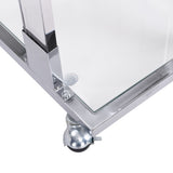 Chrome Glass Side Table, Acrylic End Table, Glass Top C Shape Square Table with Metal Base for W82153573