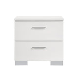 ZUN 2-drawer Nightstand in White High Gloss Finish B016P254558