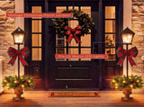 2 Pack Pre-Lit Christmas Lamp Post Decor, Lighted Xmas Urn with Plaid Bow, Pine Cones & Red Berries, N710P523030Z