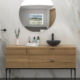 Bathroom Artistic Tempered Glass Vessel Bathroom Sink with Pop-up Drain, Grey W1243P247515