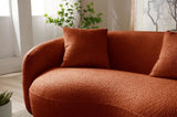 ZUN Mid Century Modern Curved Sofa, Boucle Fabric Couch for Bedroom, Office, Apartment, Orange W876102841