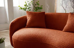 ZUN 93.6'' Mid Century Modern Curved Sofa, Boucle Fabric Couch for Bedroom, Office, Apartment, Orange W876P194997