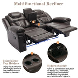 Home Theater Seating Manual Recliner Loveseat with Hide-Away Storage, Cup Holders and LED Light WF310726AAD