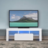 ZUN LED TV Stand for Televisions up to 55 Inchs,Modern Entertainment Center with down filp door, Glass 74911048