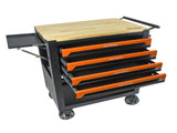 4 DRAWERS MULTIFUNCTIONAL TOOL CART WITH WHEELS AND WOODEN TOP-ORANGE W1102111186