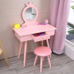 ZUN Children's Single Mirror Single Drawer Round Foot Dresser Pink 08591738