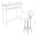 ZUN Bar table, equipped with 2 bar stools , with backrest and partition W57868883