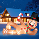 9.8 FT Lighted Christmas Inflatable Decoration, Large Inflatable Lying Gingerbread Man, Funny Blow 99519960