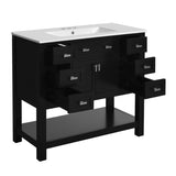 36'' Bathroom Vanity with Top Sink, Modern Bathroom Storage Cabinet with 2 Soft Closing Doors and 6 N710P251586B