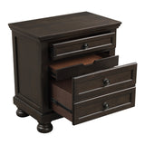 Transitional Design Nightstand Grayish Brown Finish Two Dovetail Drawers Bun Feet Wooden Furniture B01146216