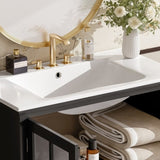 30" Modern Bathroom Vanity with Ceramic Sink, Bathroom Vanity Cabinet with Tempered Blurred Glass N817P279904B
