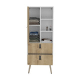 ZUN Huna Tall Dresser, Unit with Door, 2 Drawers, and Open Shelves B200P173201