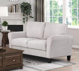 Modern Transitional Sand Hued Textured Fabric Upholstered 1pc Loveseat Attached Cushion Living Room B01156549