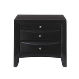 Wooden Nightstand with 2 Drawers and 1 Tray in Black Finish B016P252896