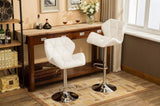 Glasgow Contemporary Tufted Adjustable Height Hidraulic Bar Stools, Set of 2, White T2574P164868