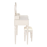 Luxury Vanity Desk with Round Mirror,Height-Adjustable, Stylish Dressing Table Set, 4 Drawers & N844P262897C