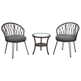 U_STYLE Outdoor Leisure Set, 2 Rattan Single Chairs with A Glass Round Table, Perfectly Suited for N711P256422D