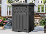 31 Gallon Large Outdoor Trash Bin, Waterproof Resin Garbage Can with Lid & Drip Tray, Waste 85962609