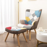 Accent Chair with Ottoman, Living Room Chair and Ottoman Set, Comfy Side Armchair for Bedroom, W561P147100